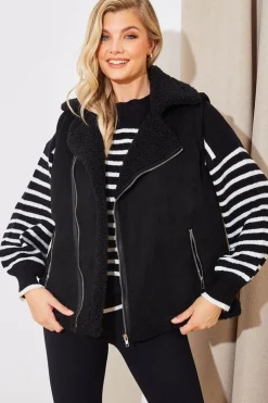 Online In The Style 2 In 1 Aviator Coat Gilet