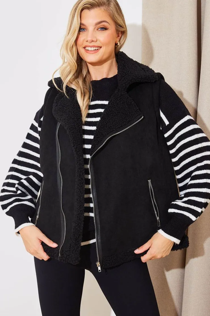 Online In The Style 2 In 1 Aviator Coat Gilet