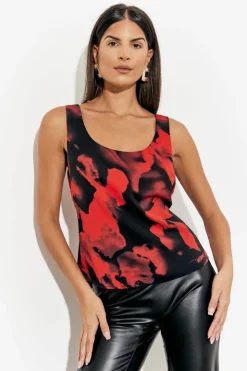 Best In The Style Abstract Scoop Cami Top Red