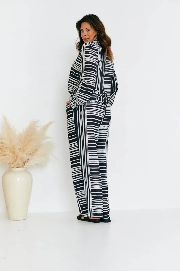 Sale In The Style Abstract Stripe Co-Ord Shirt Black