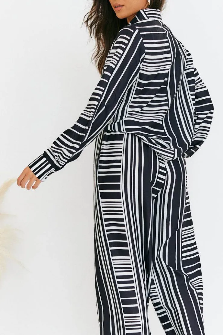 Sale In The Style Abstract Stripe Co-Ord Shirt Black