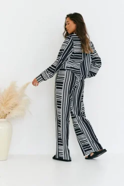 Sale In The Style Abstract Stripe Co-Ord Shirt Black