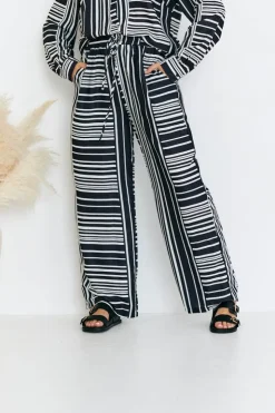 Online In The Style Abstract Stripe Co-Ord Trouser Black