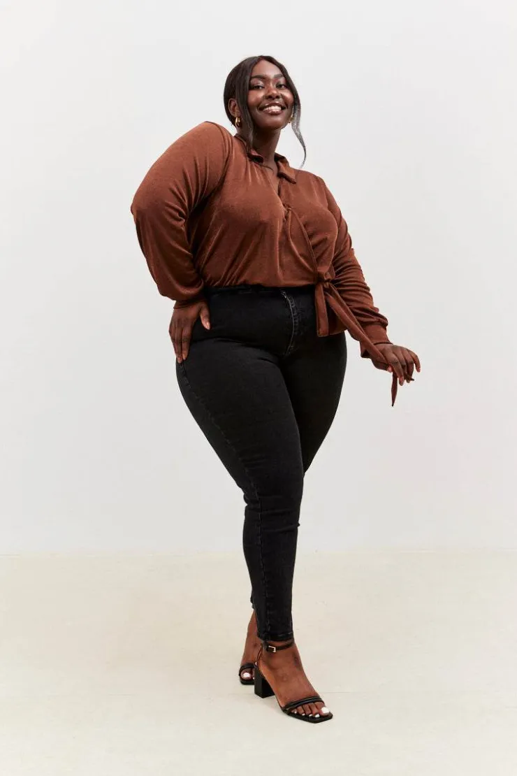 Sale In the Style Acetate Slinky Bodysuit Chocolate
