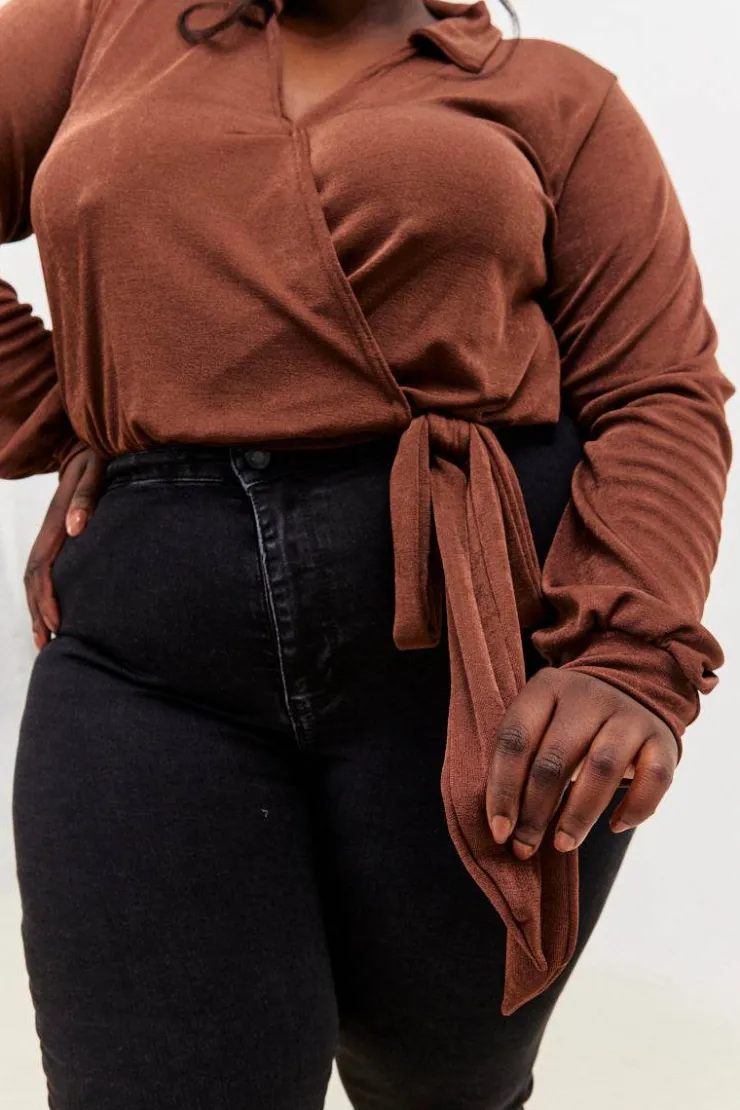 Sale In the Style Acetate Slinky Bodysuit Chocolate