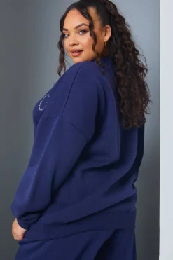 Clearance In the Style Active' Circle Slogan Sweater Navy