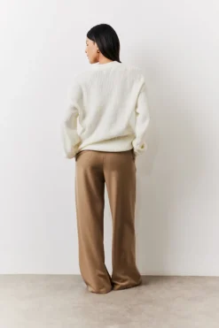 Best In the Style Adjustable Waist Pleat Wide Leg Trouser Brown