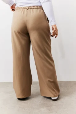 Best In the Style Adjustable Waist Pleat Wide Leg Trouser Brown