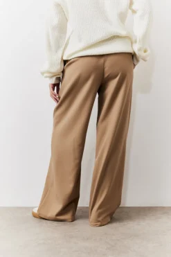 Best In the Style Adjustable Waist Pleat Wide Leg Trouser Brown