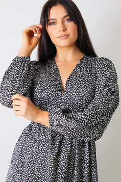 Sale In the Style Animal Print Smock Midi Dress Black