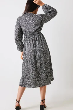 Sale In the Style Animal Print Smock Midi Dress Black