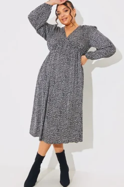 Sale In the Style Animal Print Smock Midi Dress Black