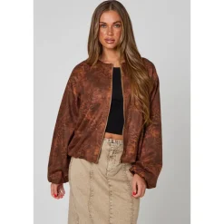 New Urban Bliss Animal Suede Bubble Hem Jacket
