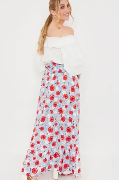 Hot In the Style Ascot Skirt Blue