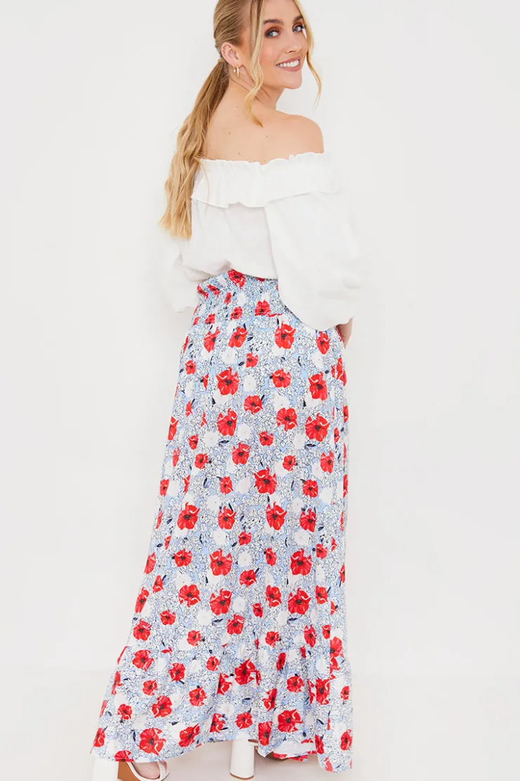 Hot In the Style Ascot Skirt Blue
