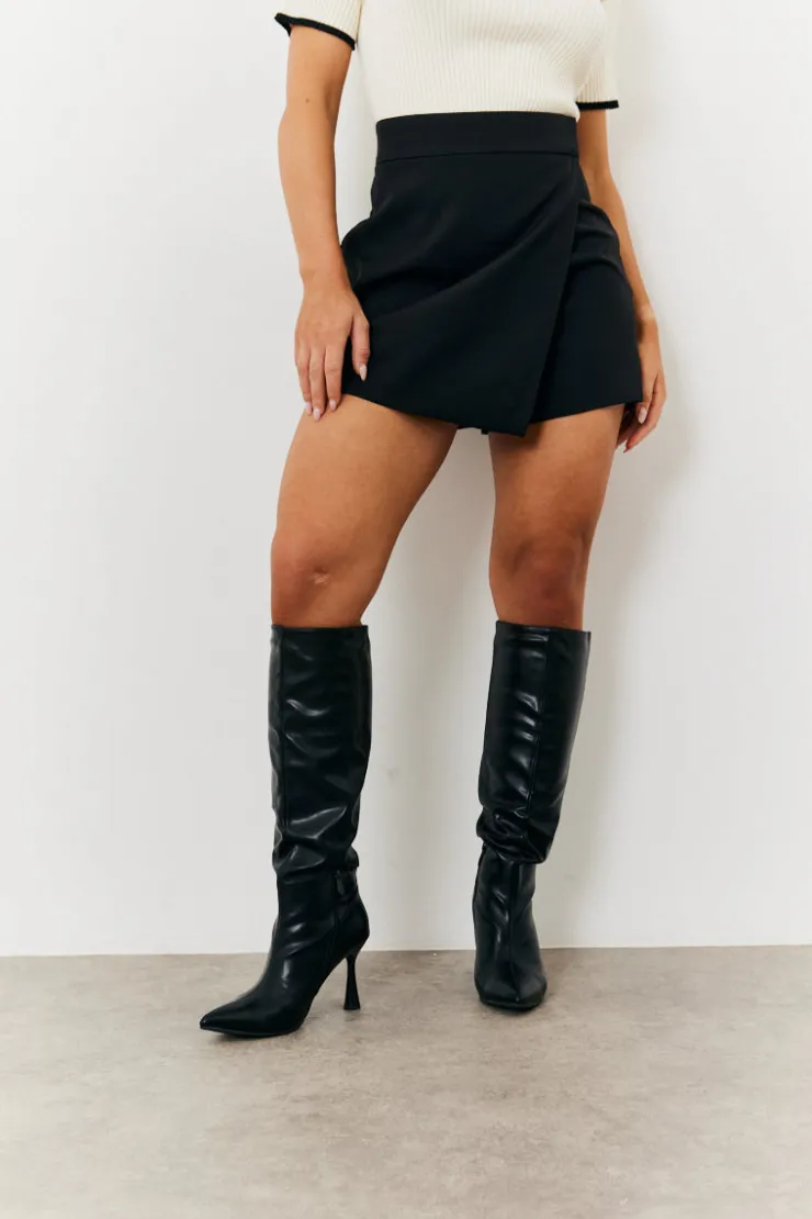 Sale In the Style Asymmetric Hem Skort Black