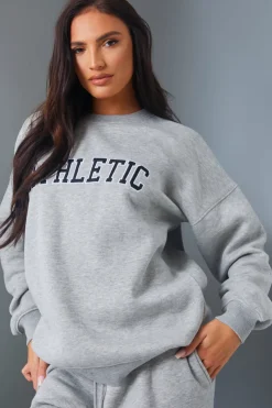 Best In the Style Athletic' Slogan Sweater Grey