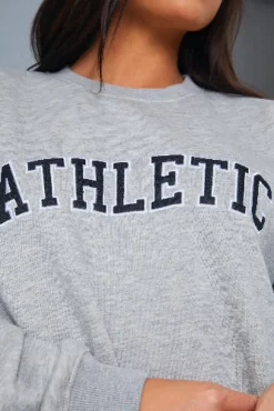 Best In the Style Athletic' Slogan Sweater Grey
