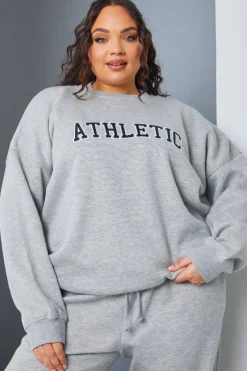 Best In the Style Athletic' Slogan Sweater Grey