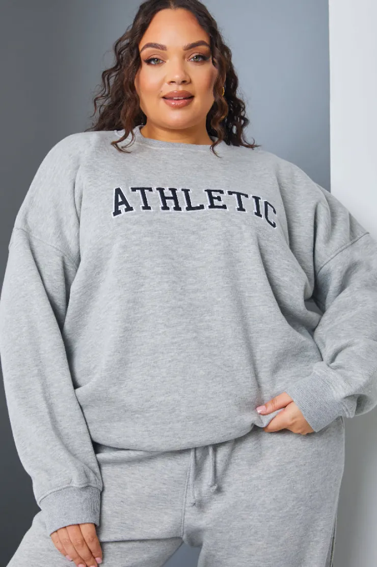 Best In the Style Athletic' Slogan Sweater Grey