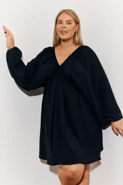 Clearance In the Style Balloon Sleeve Smock Mini Dress Black