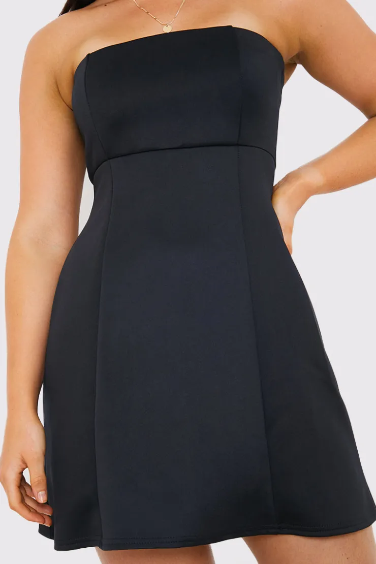 Clearance In The Style Bandeau A Line Mini Dress Black
