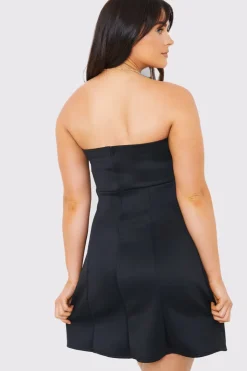 Clearance In The Style Bandeau A Line Mini Dress Black