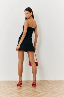 In The Style Bandeau Pocket Detail Mini Dress Black