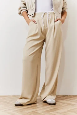 Discount In The Style Waistband Detail Tailored Trouser Beige