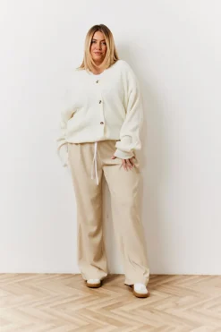 Discount In The Style Waistband Detail Tailored Trouser Beige