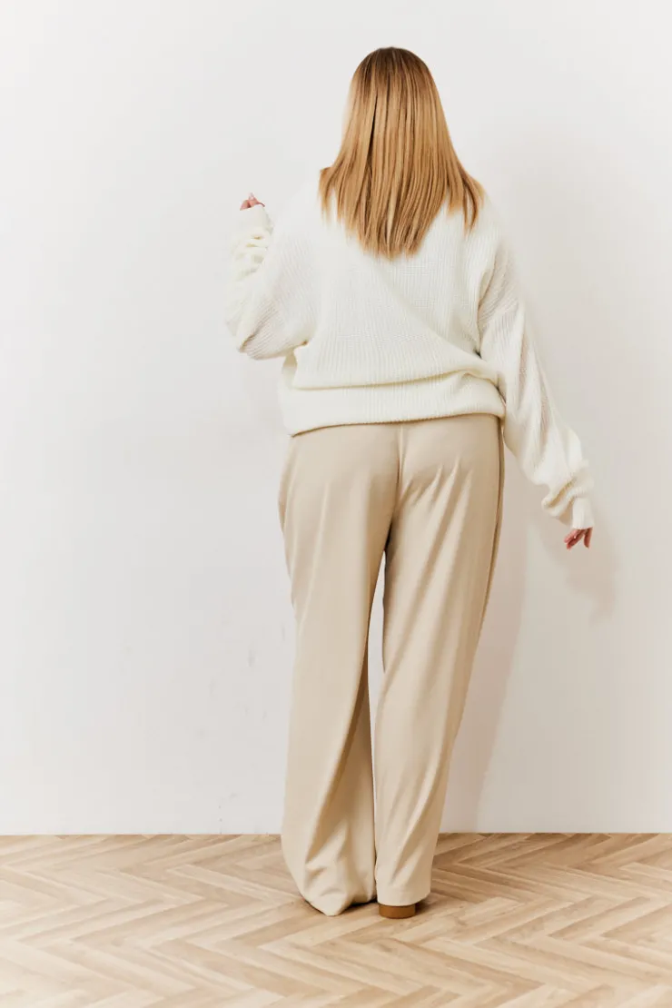 Discount In The Style Waistband Detail Tailored Trouser Beige