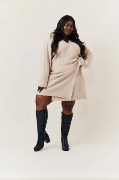 Clearance In The Style Bella Chunky Heeled High Leg Boot Black