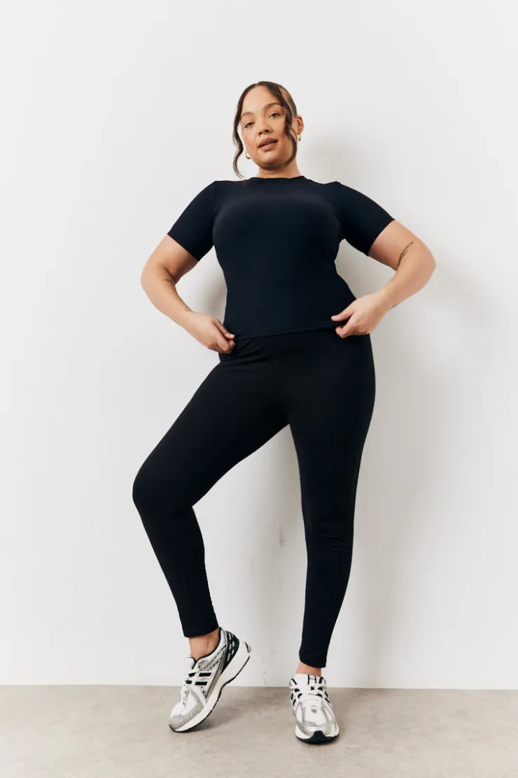Hot In The Style 2 Pack Jersey Kickflare and Legging Black