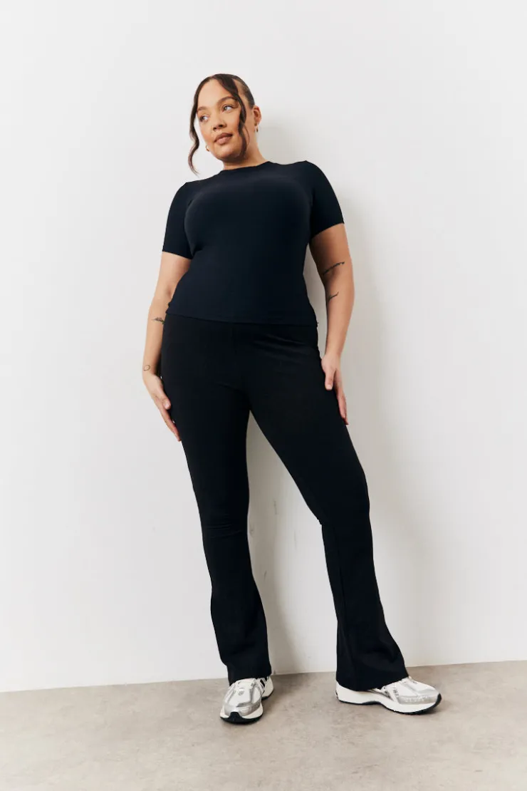 Hot In The Style 2 Pack Jersey Kickflare and Legging Black
