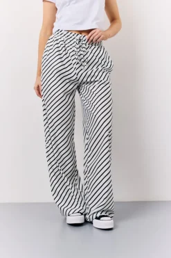 Best In The Style Black & White Striped Drawstring Trouser Multi