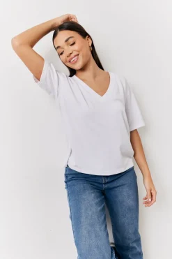 New In The Style Black and White 2 Pack Slouchy V-Neck T-Shirt Monochrome