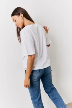 New In The Style Black and White 2 Pack Slouchy V-Neck T-Shirt Monochrome