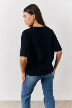 New In The Style Black and White 2 Pack Slouchy V-Neck T-Shirt Monochrome