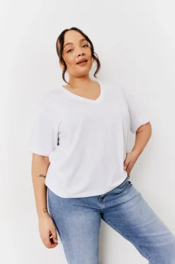 New In The Style Black and White 2 Pack Slouchy V-Neck T-Shirt Monochrome