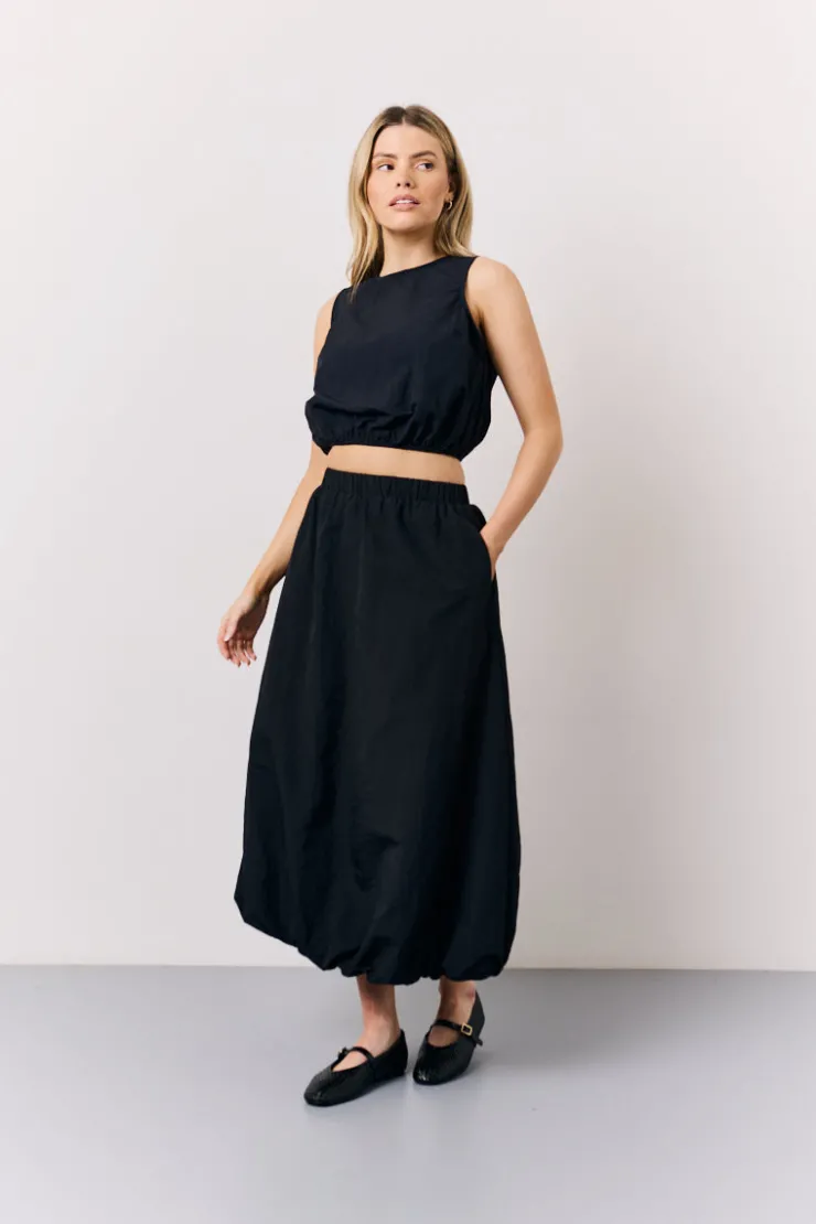 Hot In The Style Balloon Co-Ord Crop Top Black