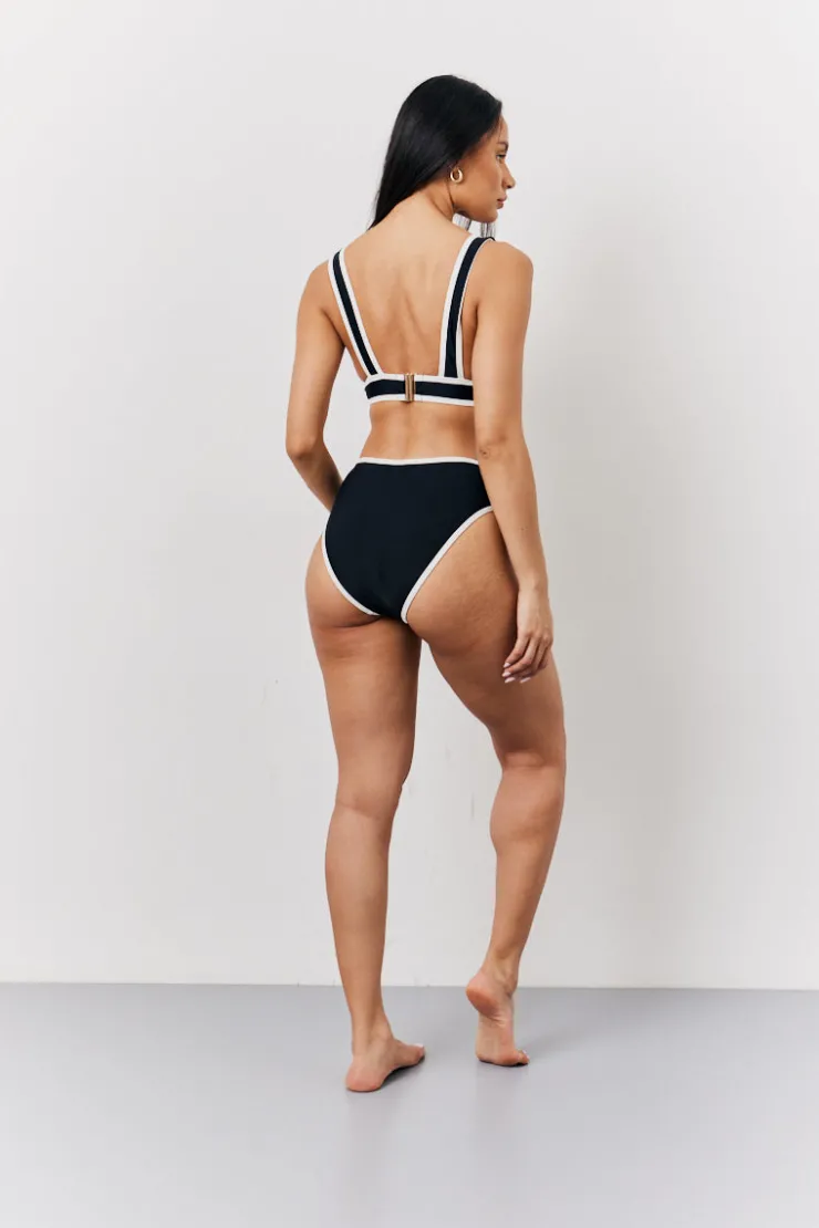 New Fits Contrast Binding Plunge Bikini Top Black