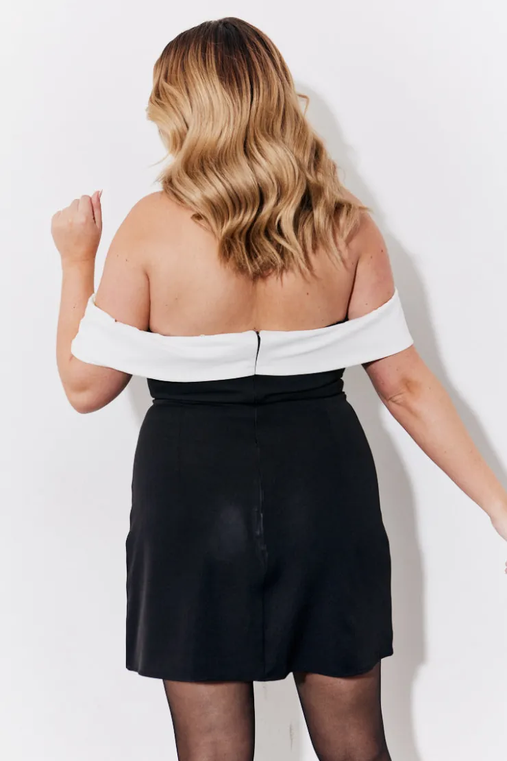 Online In the Style Contrast Bow Mini Dress Black