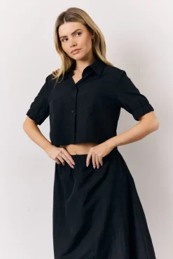 Sale In The Style Co-Ord Cropped Shirt Black