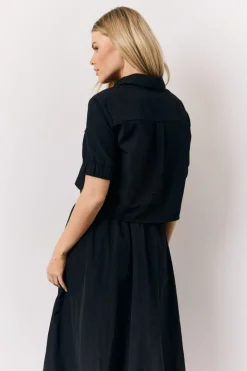 Sale In The Style Co-Ord Cropped Shirt Black