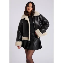 Hot Urban Bliss Black Cropped Bonded Jacket