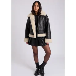 Hot Urban Bliss Black Cropped Bonded Jacket