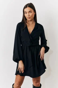 Best In the Style Drape Detail Mini Dress Black