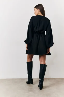 Best In the Style Drape Detail Mini Dress Black