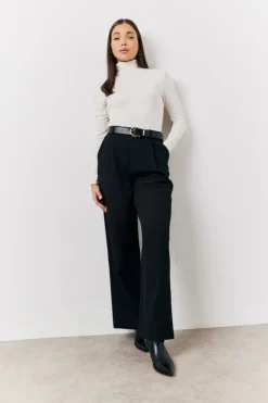 Best In The Style Elasticated Waist Wide Leg Trouser Black