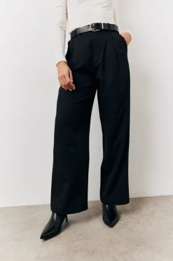 Best In The Style Elasticated Waist Wide Leg Trouser Black
